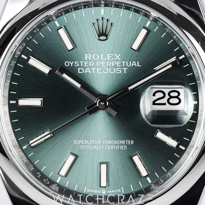 2022 ROLEX DATEJUST SMOOTH OYSTER MINT GREEN DIAL 36MM 126200
