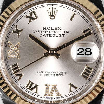2022 ROLEX DATEJUST ROMAN DIAMOND SILVER DIAL 36MM 126233