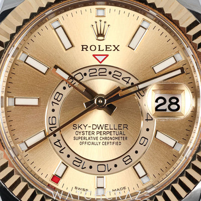 2021 ROLEX SKY-DWELLER TWO TONE CHAMPAGNE DIAL 42MM 326933