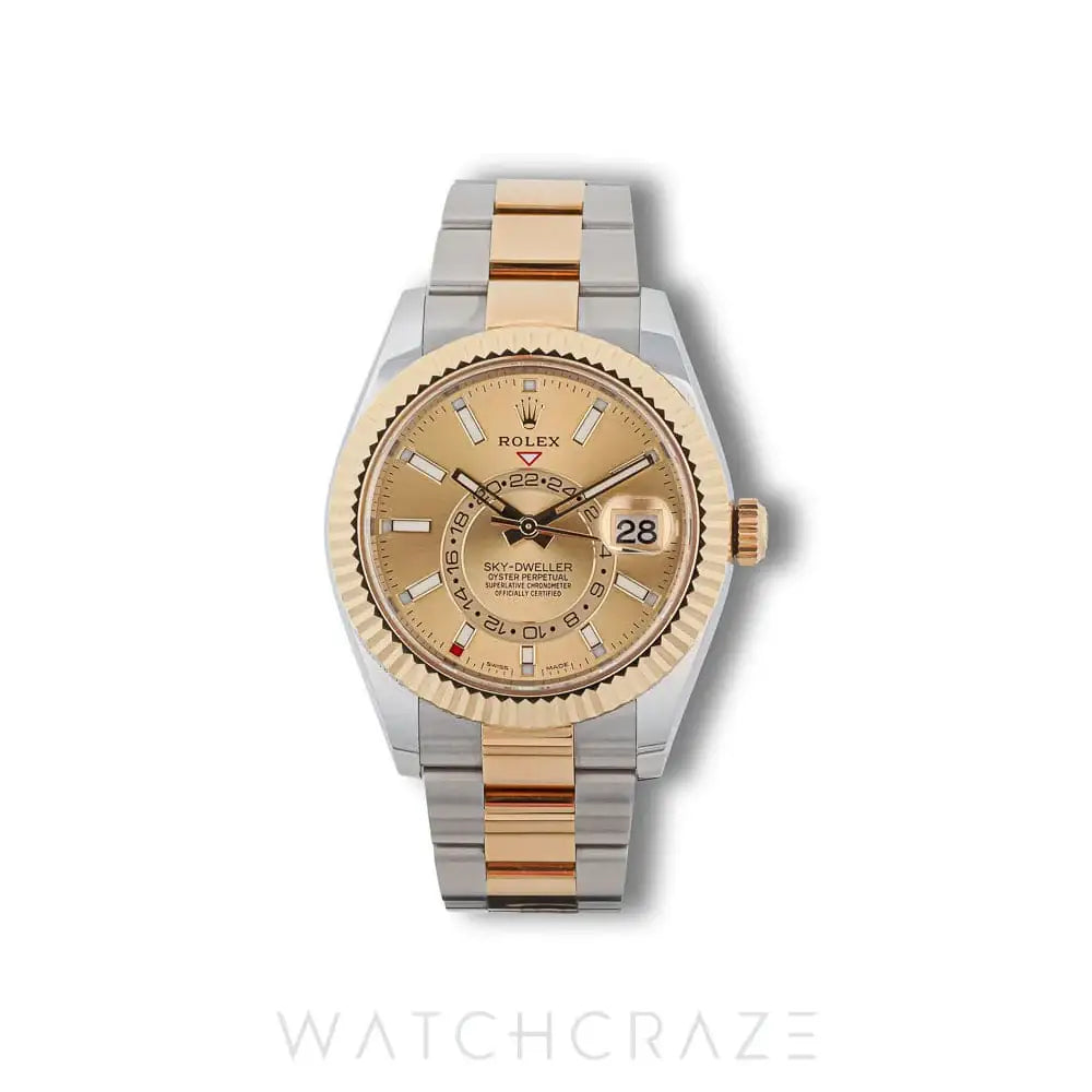 2021 ROLEX SKY-DWELLER TWO TONE CHAMPAGNE DIAL 42MM 326933