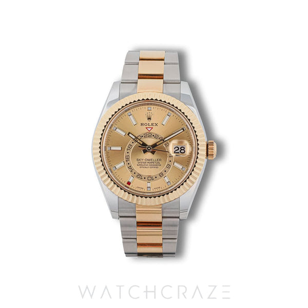 2021 ROLEX SKY-DWELLER TWO TONE CHAMPAGNE DIAL 42MM 326933