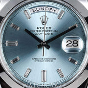 2022 ROLEX DAY-DATE PLATINUM ICE BLUE DIAL 40MM 228206 DAY-DATE