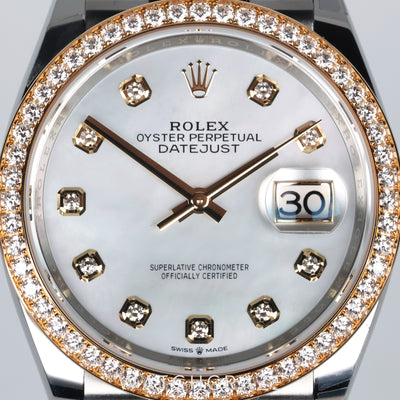 2026 ROLEX DATEJUST TWO TONE YELLOW GOLD AND STEEL MOTHER OF PEARL DIAMOND MARKERS 36MM 126283RBR