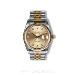 ROLEX DATEJUST TWO TONE YELLOW GOLD AND STEEL CHAMPAGNE DIAL 36MM 16233