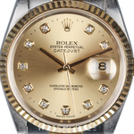 ROLEX DATEJUST TWO TONE YELLOW GOLD AND STEEL CHAMPAGNE DIAL 36MM 16233