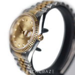 ROLEX DATEJUST TWO TONE YELLOW GOLD AND STEEL CHAMPAGNE DIAL 36MM 16233