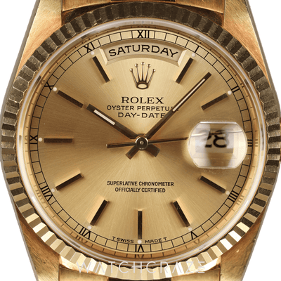 ROLEX DAY-DATE YELLOW GOLD CHAMPAGNE DIAL 36MM 18238