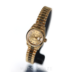 ROLEX LADIES DATEJUST YELLOW GOLD CHAMPAGNE DIAL DIAMOND MARKERS 26MM 69178G