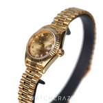 ROLEX LADIES DATEJUST YELLOW GOLD CHAMPAGNE DIAL DIAMOND MARKERS 26MM 69178G