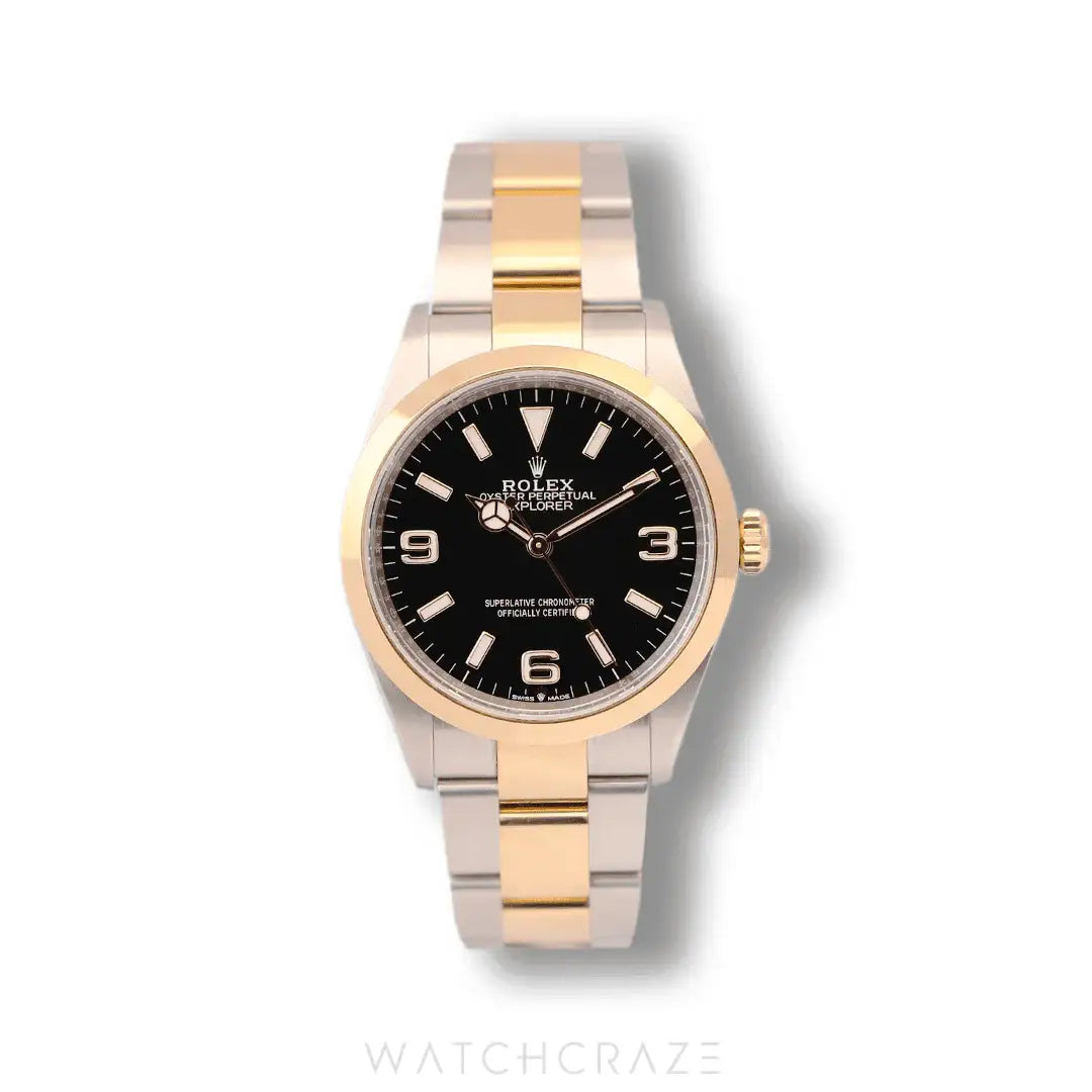 2022 ROLEX EXPLORER TWO TONE YELLOW GOLD AND STEEL 36MM 124273