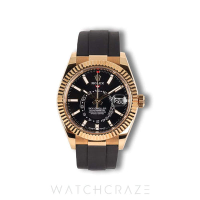 2021 ROLEX SKY-DWELLER OYSTERFLEX BLACK DIAL 42MM 326238