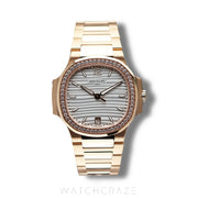 2024 PATEK PHILIPPE NAUTILUS LADIES AUTOMATIC ROSE GOLD DIAMOND BEZEL 35.2MM 7118/1200R-00