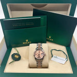 2023 ROLEX LADIES DATE JUST TWO TONE EVEROSE PINK DIAL DIAMOND MARKER 31MM 279171 - WatchCraze.com.au
