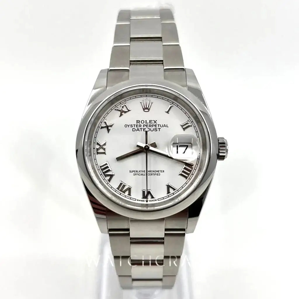 2021 ROLEX DATEJUST 36MM SMOOTH OYSTERSTEEL WHITE DIAL 126200