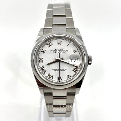 2021 ROLEX DATEJUST 36MM SMOOTH OYSTERSTEEL WHITE DIAL 126200 - WatchCraze.com.au