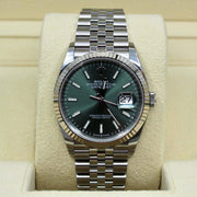 2022 ROLEX DATEJUST 36 MINT DIAL FLUTED & JUBILEE STICKERED 126234 - WatchCraze.com.au