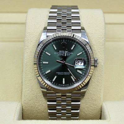2022 ROLEX DATEJUST 36 MINT DIAL FLUTED & JUBILEE STICKERED 126234 - WatchCraze.com.au