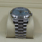 2021 ROLEX DAY DATE 40MM PLATINUM ICE BLUE MOTIF DIAL 228206 - WatchCraze.com.au