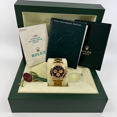 2001 ROLEX DAYTONA PAUL NEWMAN YELLOW GOLD 116528 40MM FULL SET - WatchCraze.com.au