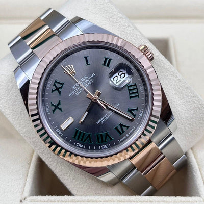 2022 ROLEX DATEJUST 41MM WIMBLEDON EVEROSE & OYSTERSTEEL 126331 - WatchCraze.com.au
