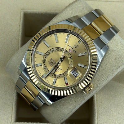 2022 ROLEX SKYDWELLER TWO TONE CHAMPAGNE DIAL 326933