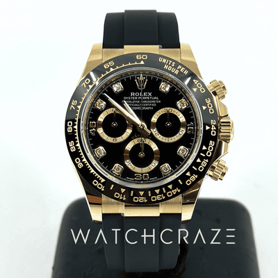 2023 ROLEX DAYTONA OYSTERFLEX YELLOW GOLD BLACK DIAL DIAMOND MARKERS 40MM 116518LN