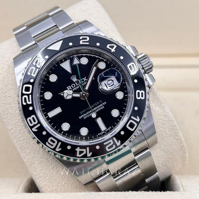 2019 ROLEX GMT MASTER II 116710LN DISCONTINUED BLACK BEZEL GREEN HAND 40MM PARTIAL STICKERS - WatchCraze.com.au