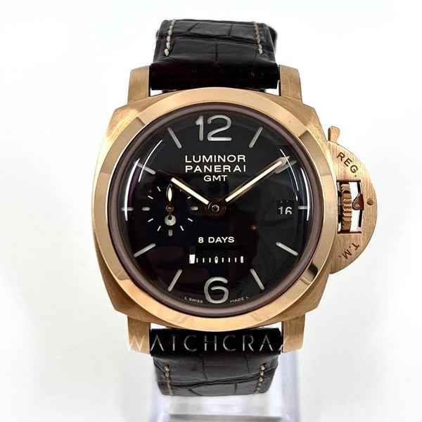 2008 PANERAI LUMINOR GMT 8 DAYS PAM00289 ROSE GOLD 44MM - WatchCraze.com.au