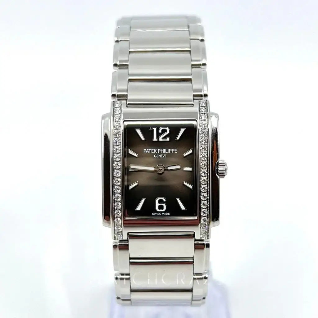 PATEK PHILIPPE TWENTY~4 30MM STAINLESS STEEL GRAY SUNBURST DIAL 4910/1200A-010