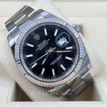 2022 ROLEX DATEJUST 41MM FLUTED & OYSTER 126334 BLACK DIAL RX8 STICKERS - WatchCraze.com.au