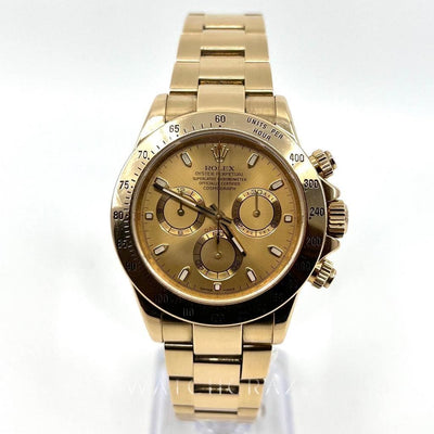 2007 ROLEX DAYTONA YELLOW GOLD CHAMPAGNE DIAL 116528 40MM - WatchCraze.com.au