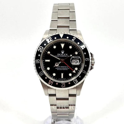 ROLEX GMT MASTER BLACK DIAL RED HAND 16710LN 40MM FULL SET - WatchCraze.com.au