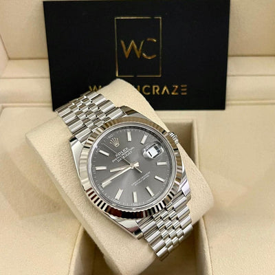 ROLEX DATEJUST GREY DIAL FLUTED & JUBILEE 126334 41mm 2021 - WatchCraze.com.au