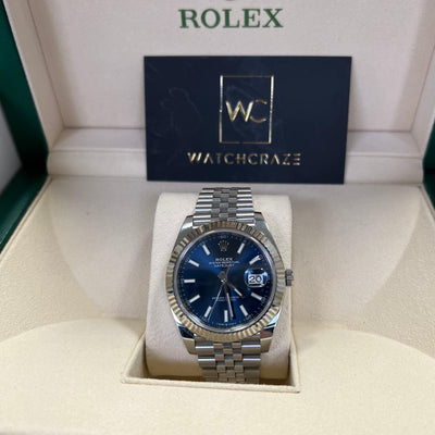 ROLEX DATEJUST BLUE DIAL FLUTED BEZEL JUBILEE BRACELET 126334 2020 - WatchCraze.com.au