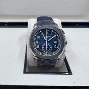 2022 PATEK PHILIPPE AQUANAUT 5968G FLYBACK CHRONOGRAPH NIGHT BLUE EMBOSSED DIAL WHITE GOLD 42.2MM - WatchCraze.com.au