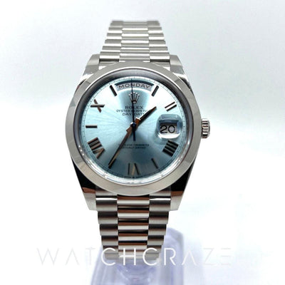 2022 ROLEX DAY-DATE PLATINUM ICE BLUE 40MM 228206 - WatchCraze.com.au