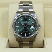 2022 ROLEX DATEJUST 36MM MINT DIAL SMOOTH OYSTERSTEEL 126200 - WatchCraze.com.au