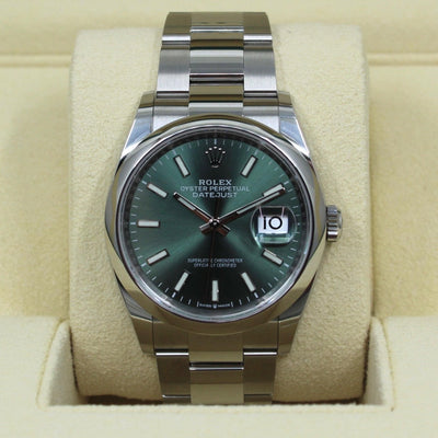 2022 ROLEX DATEJUST 36MM MINT DIAL SMOOTH OYSTERSTEEL 126200 - WatchCraze.com.au