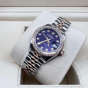 2023 ROLEX DATE JUST DIAMOND MARKERS DIAMOND BEZEL PURPLE DIAL 31MM 279381RBR - WatchCraze.com.au