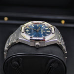 2021 UNWORN AUDEMARS PIGUET ROYAL OAK 34MM BLUE DIAL DIAMOND BEZEL 77351ST - WatchCraze.com.au