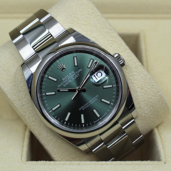2022 ROLEX DATEJUST 36MM MINT DIAL SMOOTH OYSTERSTEEL 126200 - WatchCraze.com.au