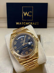 ROLEX DAY-DATE II YELLOW GOLD BLACK WAVY DIAL 41mm 218238 - WatchCraze.com.au