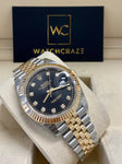 ROLEX DATEJUST 41MM BLACK DIAL w/ DIAMONDS TWO TONED 2022 126333 - WatchCraze.com.au