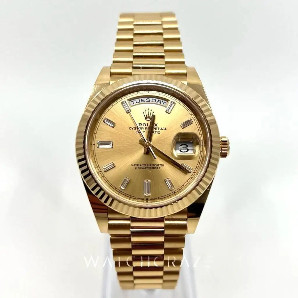 2022 ROLEX DAY-DATE 40MM BAGUETTE DIAMOND MARKERS 228238