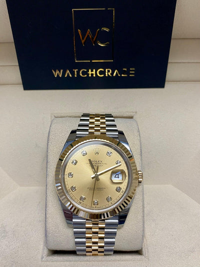 ROLEX DATEJUST 41MM GOLD DIAL w/ DIAMONDS 2022 126333 - WatchCraze.com.au