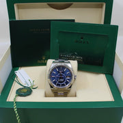2022 ROLEX SKYDWELLER 326934 BLUE DIAL OYSTERSTEEL BRACELET 42MM RX8 STICKERS - WatchCraze.com.au