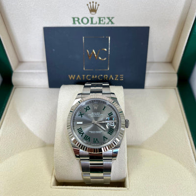 ROLEX DATEJUST 41MM WIMBLEDON DIAL FLUTED BEZEL 126334 - WatchCraze.com.au