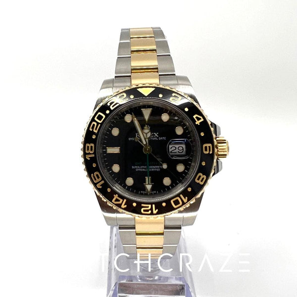 2015 ROLEX GMT MASTER 2 YELLOW GOLD STEEL GMT II 11673LN - WatchCraze.com.au