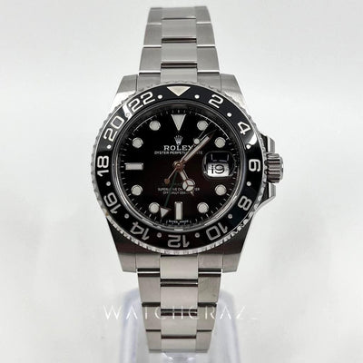 2019 ROLEX GMT MASTER II 116710LN DISCONTINUED BLACK BEZEL GREEN HAND 40MM PARTIAL STICKERS - WatchCraze.com.au