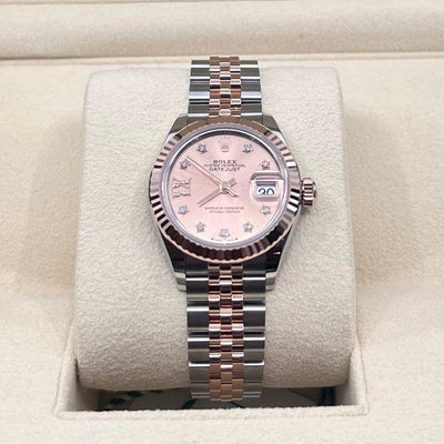 2023 ROLEX LADIES DATE JUST TWO TONE EVEROSE PINK DIAL DIAMOND MARKER 31MM 279171 - WatchCraze.com.au